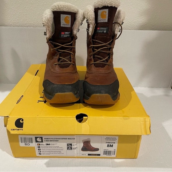 Women’s Carhartt Pellston Leather Waterproof Insulated Brown Boots Size 8 US! - Picture 3 of 12